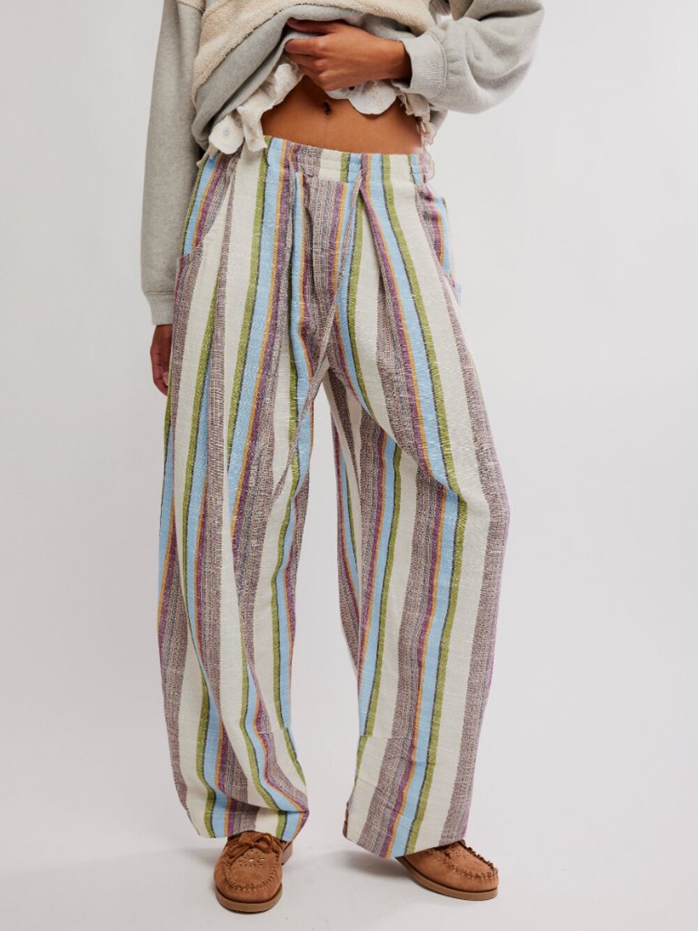 Free People Multicolor Striped Wide Leg Pants